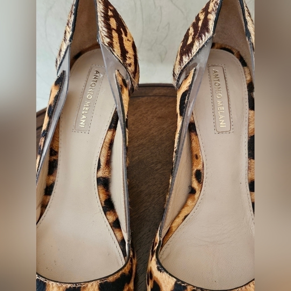 Antonio Melani Animal Print Real Calf Hair Leather Heels 6M - Picture 3 of 8